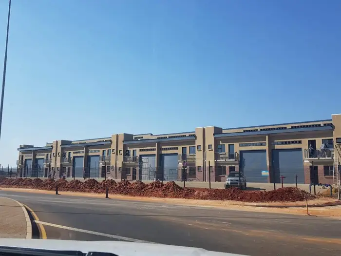 Industrial park with roller doors